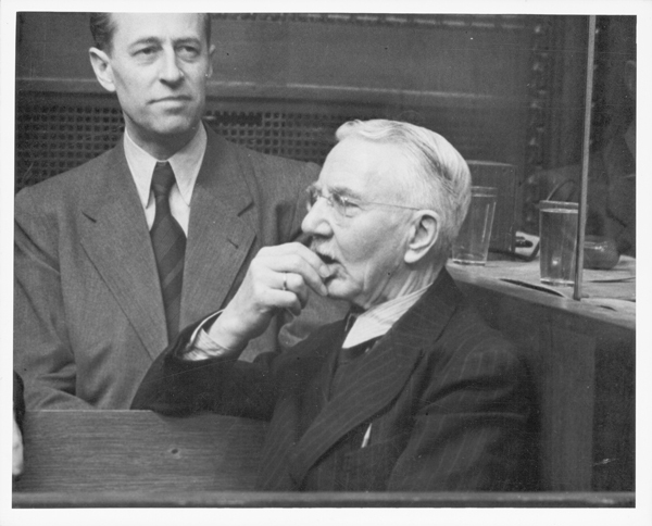 Hjalmar Schacht, head of the German Reichsbank, is shown when he